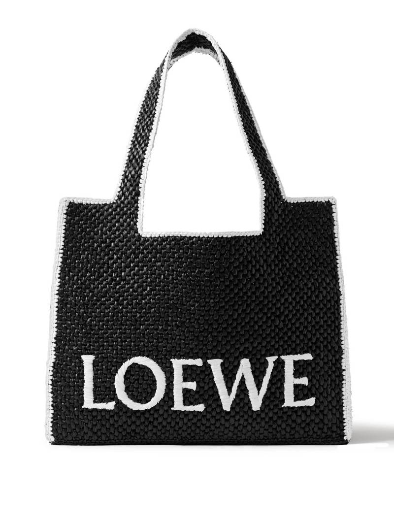 LOEWE - Paula’s Ibiza Logo-Embroidered Raffia Tote Bag - Men - Black von LOEWE