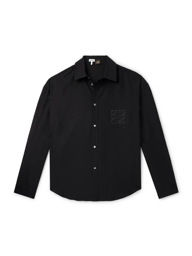 LOEWE - Paula's Ibiza Logo-Embroidered Woven Shirt - Men - Black - EU 42 von LOEWE