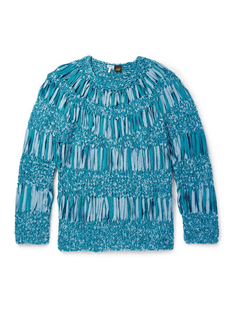 LOEWE - Paula's Ibiza Open-Knit Textured Cotton-Blend Sweater - Men - Blue - M von LOEWE