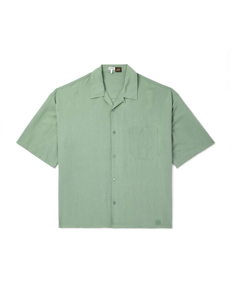 LOEWE - Paula's Ibiza Oversized Convertible-Collar Logo-Embroidered Woven Shirt - Men - Green - EU 39 von LOEWE