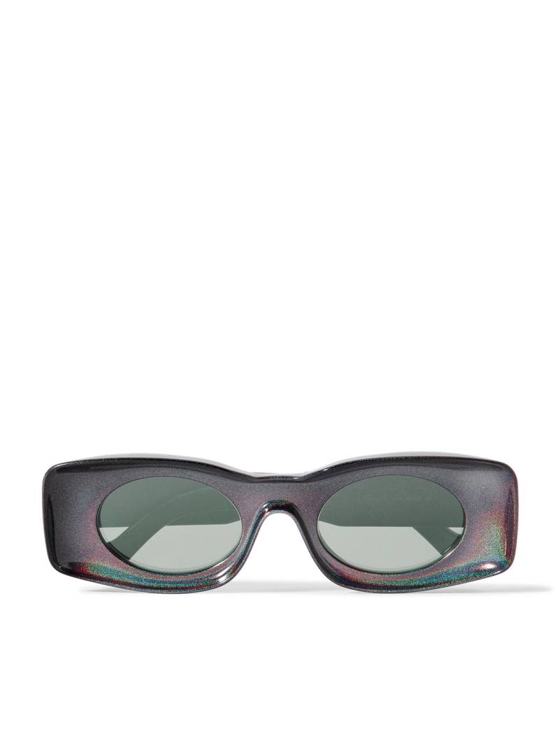 LOEWE - Paula's Ibiza Rectangular-Frame Glittered Acetate Sunglasses - Men - Black von LOEWE