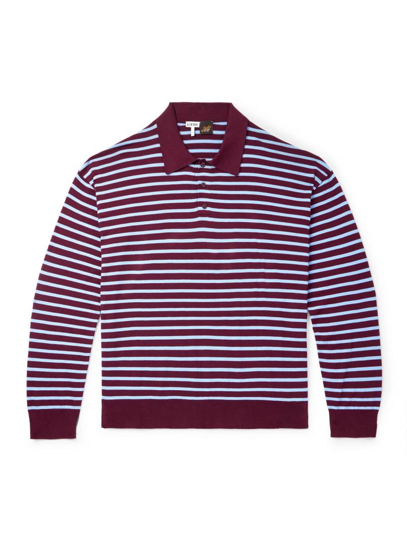 LOEWE - Paula's Ibiza Striped Cotton-Blend Polo Shirt - Men - Burgundy - M von LOEWE