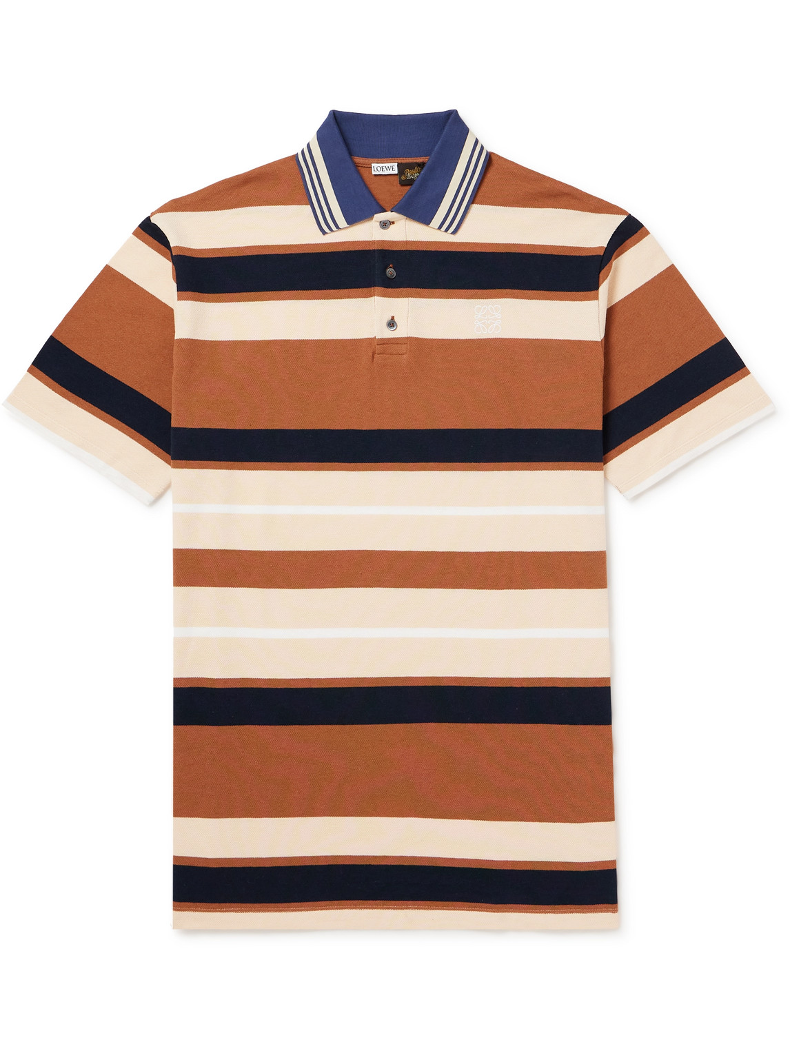 LOEWE - Paula's Ibiza Striped Cotton and Linen-Blend Piqué Polo Shirt - Men - Brown - XL von LOEWE