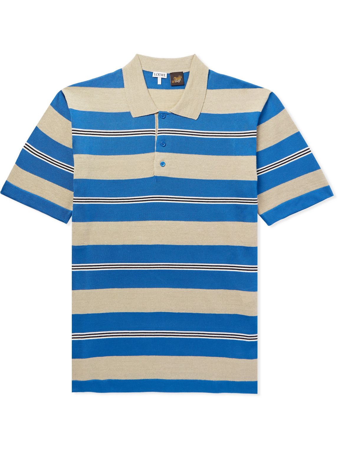LOEWE - Paula's Ibiza Striped Silk, Linen and Cotton Polo Shirt - Men - Blue - L von LOEWE