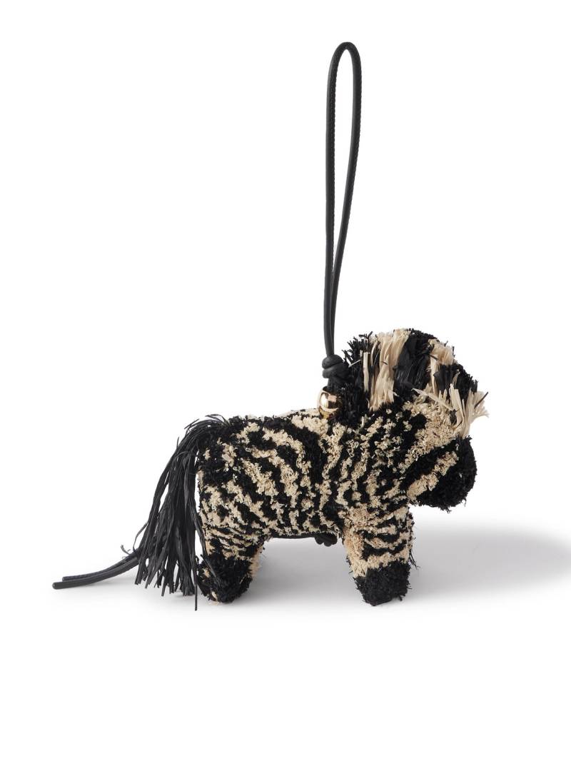 LOEWE - Paula's Ibiza Zebra Leather-Trimmed Raffia Charm - Men - Black von LOEWE