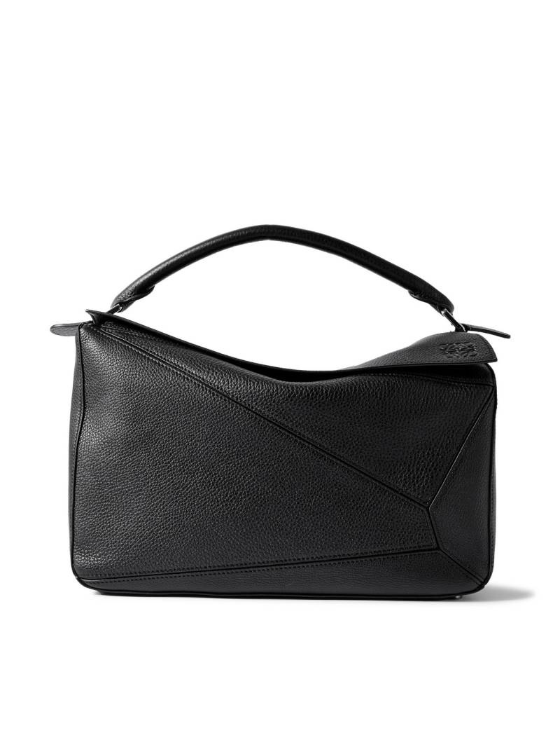 LOEWE - Puzzle Edge Large Logo-Debossed Full-Grain Leather Messenger Bag - Men - Black von LOEWE