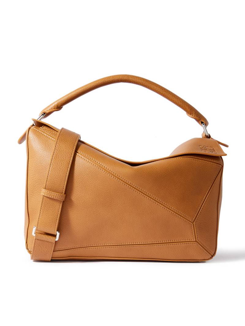 LOEWE - Puzzle Edge Large Logo-Debossed Full-Grain Leather Messenger Bag - Men - Brown von LOEWE
