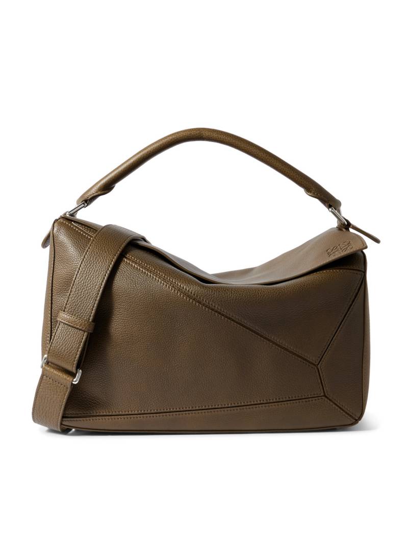 LOEWE - Puzzle Edge Large Logo-Debossed Full-Grain Leather Messenger Bag - Men - Neutrals von LOEWE
