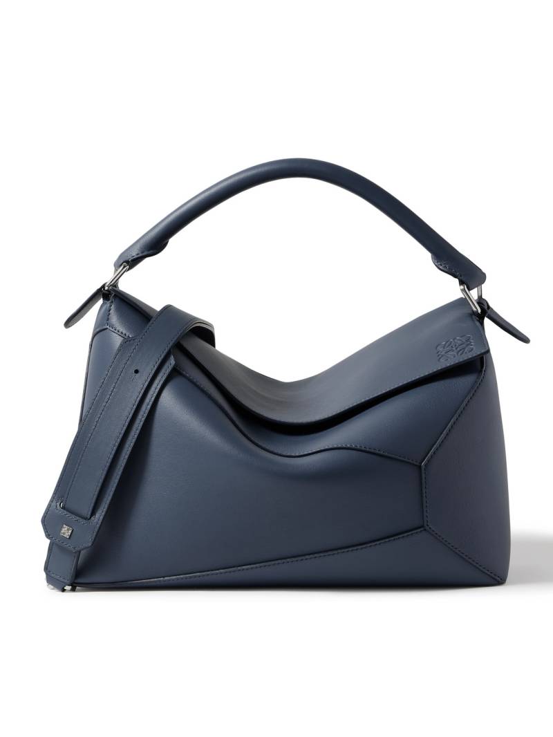 LOEWE - Puzzle Edge Large Logo-Debossed Leather Messenger Bag - Men - Blue von LOEWE