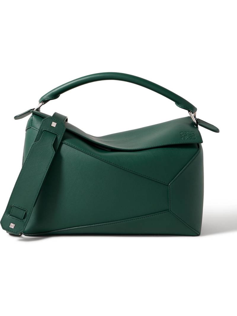 LOEWE - Puzzle Edge Large Logo-Debossed Leather Messenger Bag - Men - Green von LOEWE