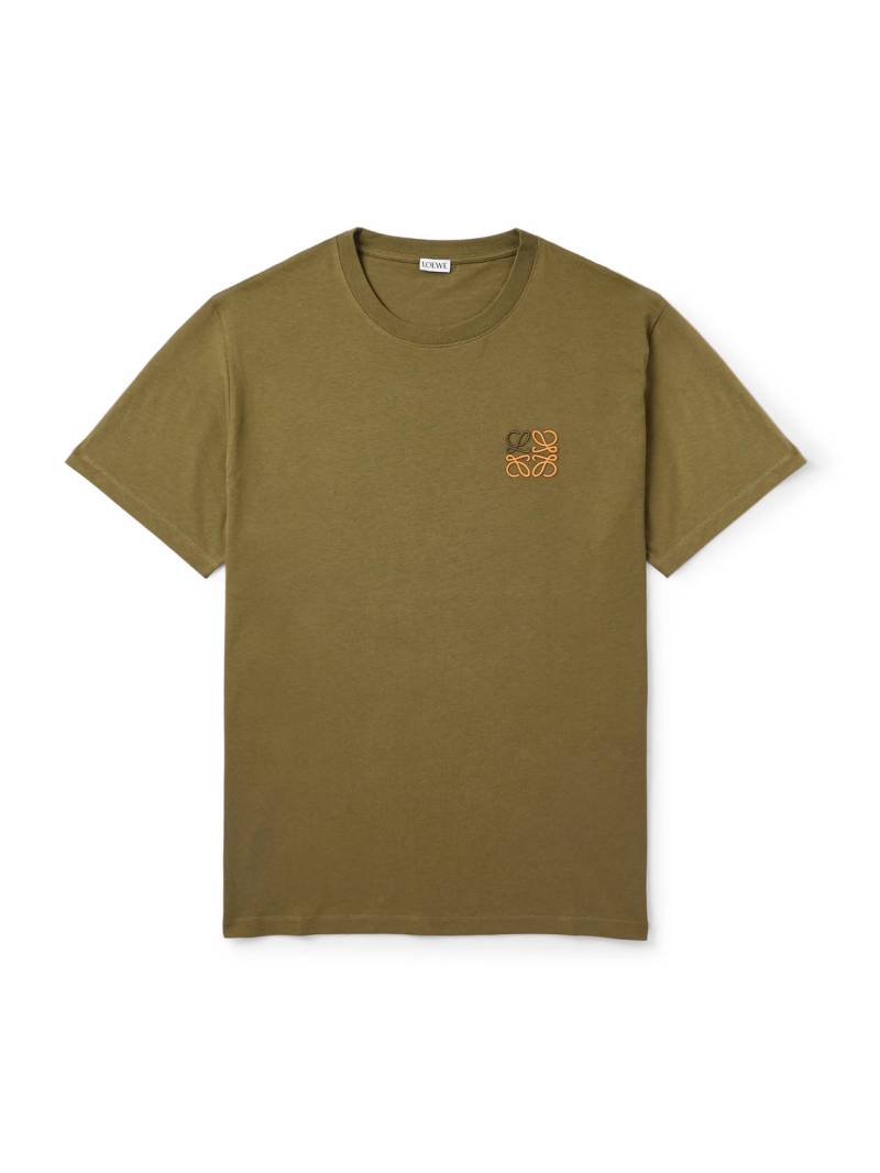 LOEWE - Slim-Fit Logo-Embroidered Cotton-Jersey T-Shirt - Men - Green - XXL von LOEWE