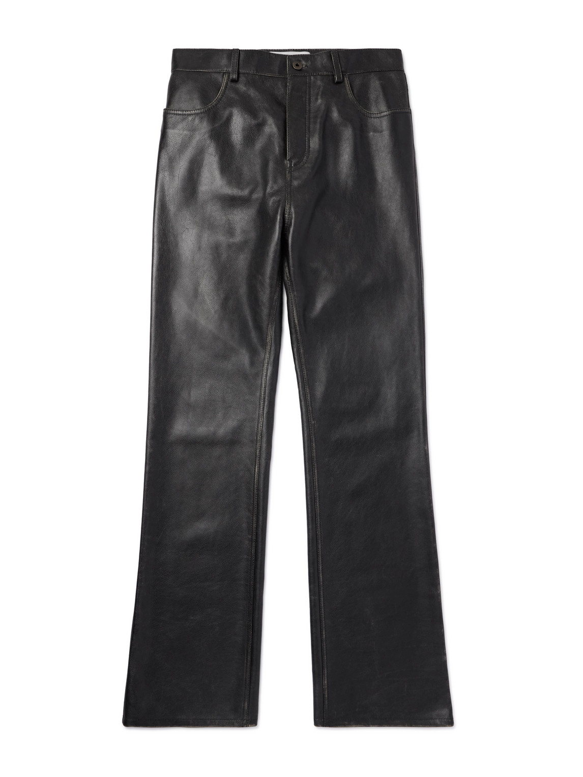 LOEWE - Straight-Leg Distressed Full-Grain Leather Trousers - Men - Black - IT 56 von LOEWE