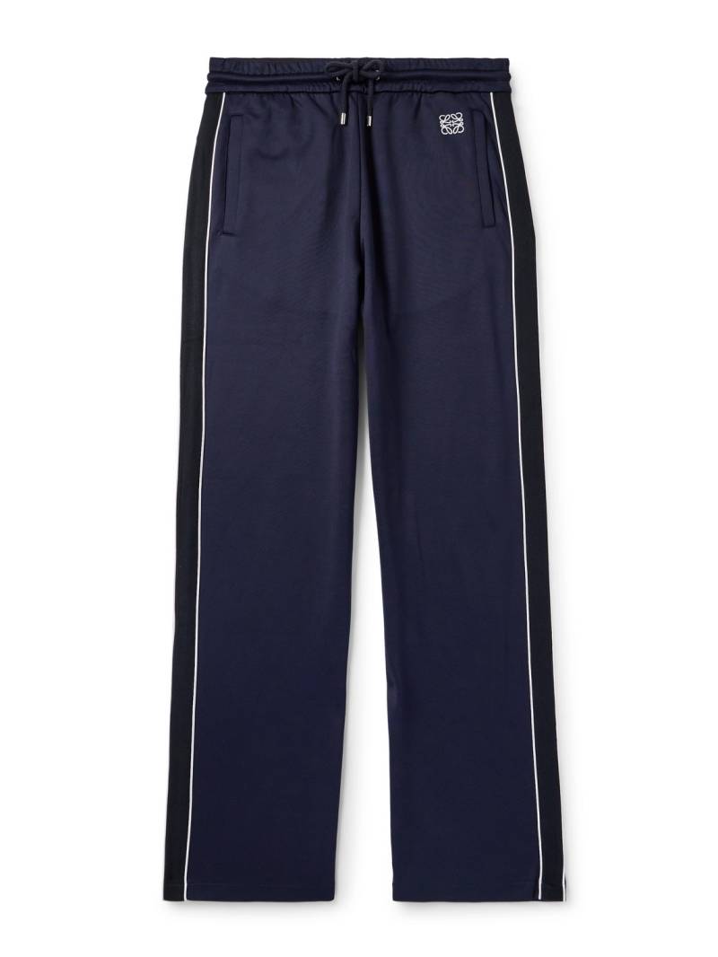 LOEWE - Straight-Leg Logo-Embroidered Herringbone-Striped Tech-Jersey Track Pants - Men - Blue - L von LOEWE