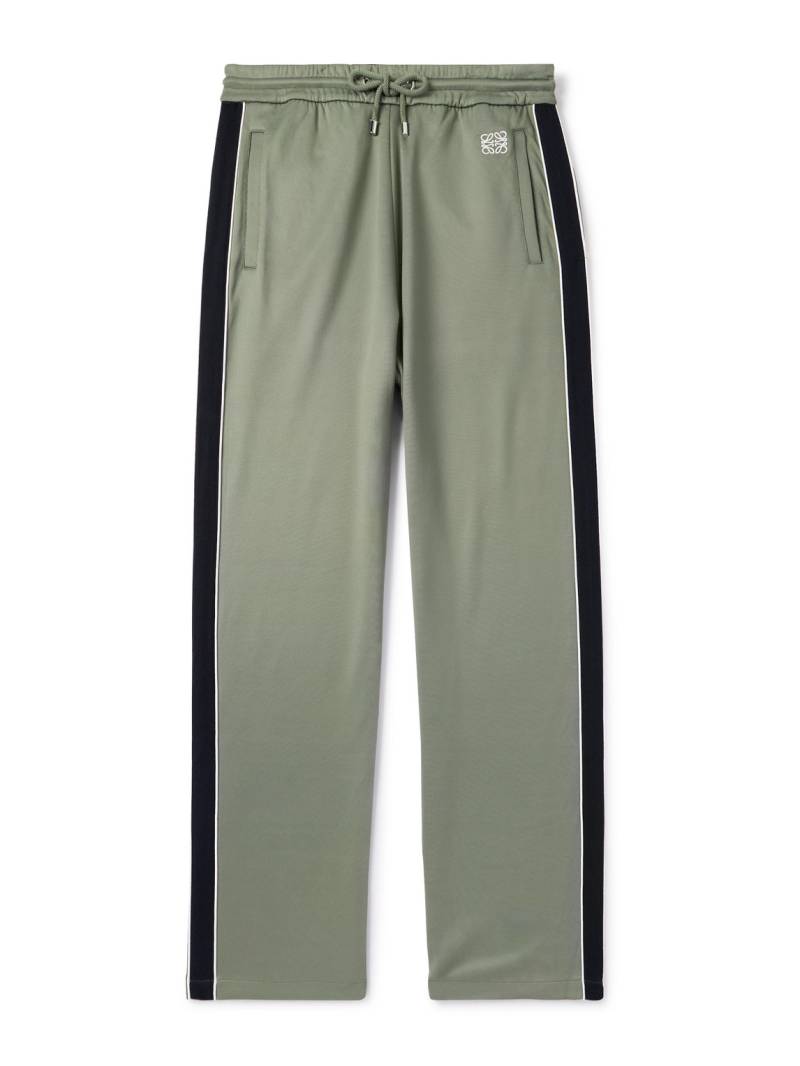 LOEWE - Straight-Leg Logo-Embroidered Herringbone-Striped Tech-Jersey Track Pants - Men - Green - XL von LOEWE