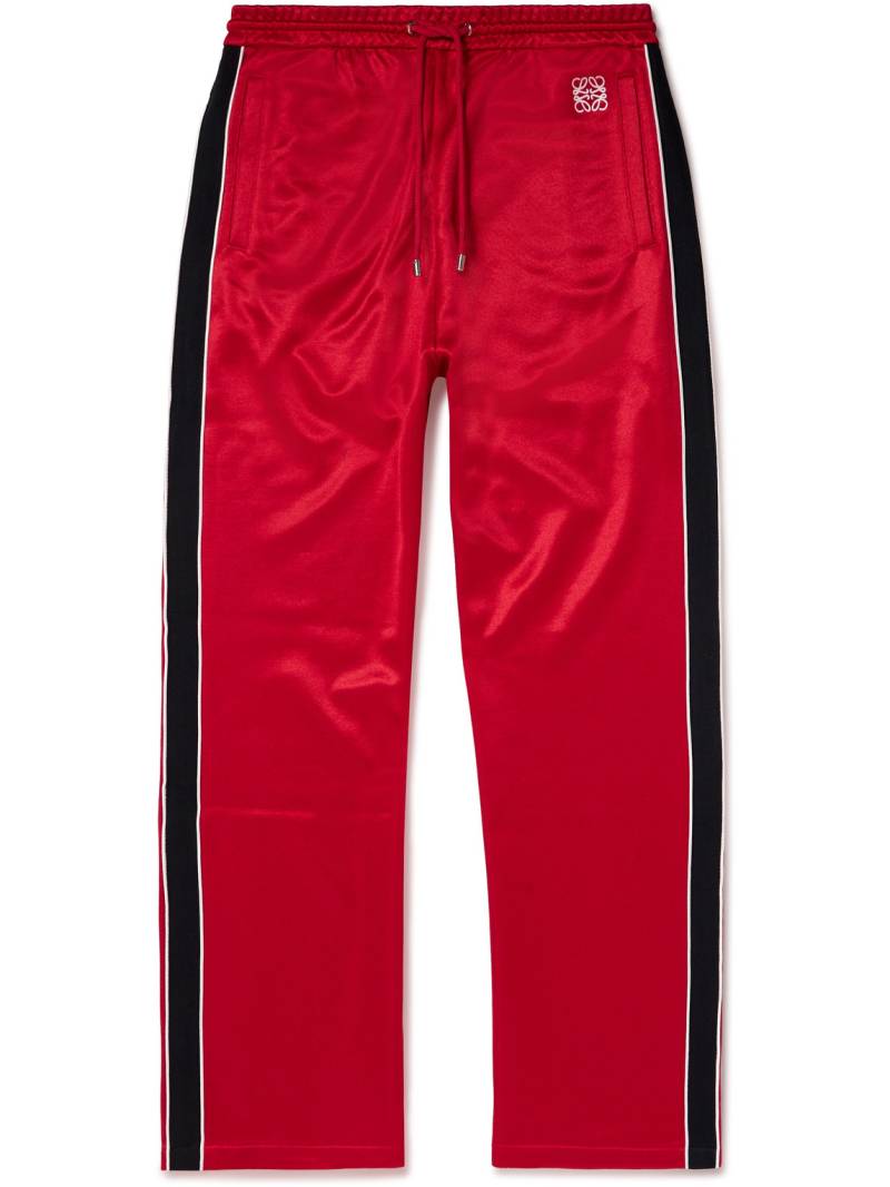 LOEWE - Straight-Leg Logo-Embroidered Striped Tech-Jersey Sweatpants - Men - Red - L von LOEWE