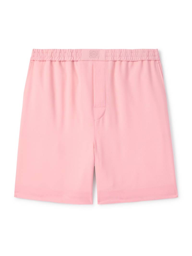 LOEWE - Straight-Leg Logo-Embroidered Wool Shorts - Men - Pink - M von LOEWE