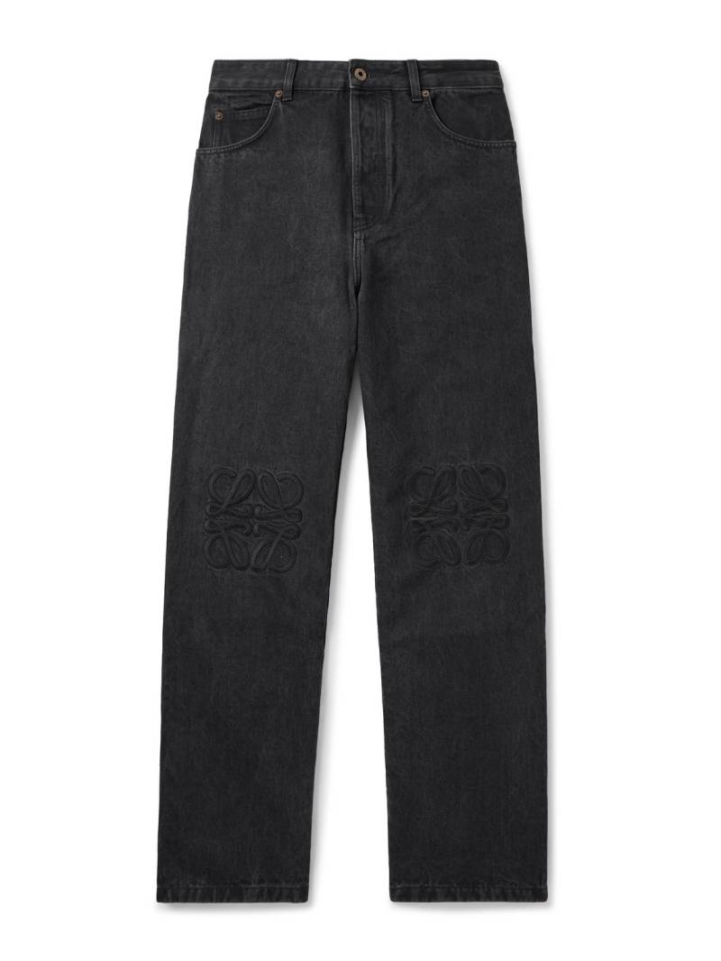 LOEWE - Wide-Leg Logo-Embroidered Jeans - Men - Black - IT 44 von LOEWE
