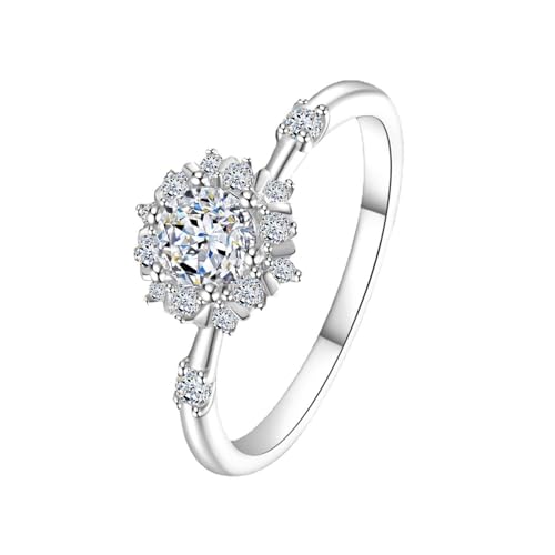 LOEXZAH 0,5 Karat Damen Moissanite Ringe für Frauen S925 18K Weißgold Moissanit Ehering für Braut Set Simulierter Diamant Versprechen Ring Verlobte Labor Grown Diamond Verlobungsringe, Stein, von LOEXZAH