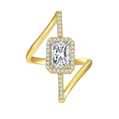 LOEXZAH 18 Karat Gold 2 Karat Damen Moissanite Ringe für Frauen S925 Sterling Silber Moissanite Ehering für Braut Set Simulierter Diamant Versprechensring Labor Grown Damen Diamantringe, Stein, von LOEXZAH