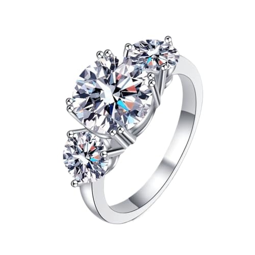 LOEXZAH 3 Karat 18K Weißgold Damen Moissanite Ringe für Frauen S925 Moissanite Ehering für Braut Set Simulierter Diamant Versprechen Ring Verlobte Labor Grown Damen Diamantringe, Stein, Moissanit von LOEXZAH
