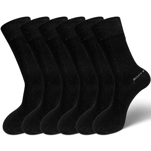 LOFIR Bambus Socken für Damen Herren: Bambusfaser-weiche Kurze Bambus Strümpfe Antibakterielle Atmungsaktive Bambussocken Anti Schweiss Hohe Elastizität Crew Sportsocken Schwarz 6 Paare GroBe 36-42 von LOFIR