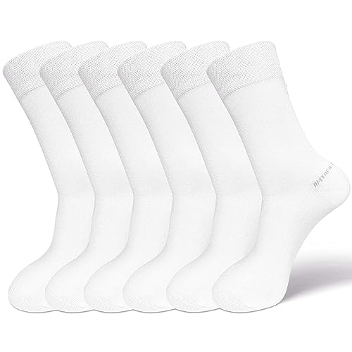 LOFIR Bambus Socken für Damen Herren: Bambusfaser-weiche Kurze Bambus Strümpfe Antibakterielle Atmungsaktive Bambussocken Anti Schweiss Hohe Elastizität Crew Sportsocken Weiß 6 Paare GroBe 36-42 von LOFIR