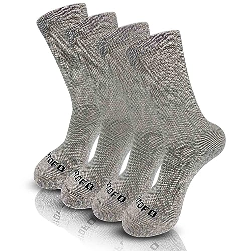 LOFIR Diabetiker Baumwolle Socken Herren: Gesundheitssocken mit Extra Weiter Bund Ohne Gummi Ohne Naht Venenfreundliche Socken mit Bequemer Gepolsterter Sohle für Herren Grau 4 Paare Größe 39-42 von LOFIR