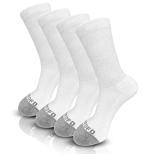 LOFIR Diabetiker Baumwolle Socken Herren: Gesundheitssocken mit Extra Weiter Bund Ohne Gummi Ohne Naht Venenfreundliche Socken mit Bequemer Gepolsterter Sohle für Herren Weiss 4 Paare Größe 39-42 von LOFIR