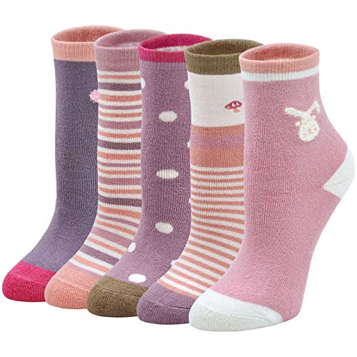 LOFIR Dicke Kinder Socken Mädchen Jungen Strümpfe Winter Warme Thermo Kindersocken aus Baumwoll Kleinkind Tiere Muster Socken Bunte Lustige Mädchensocken Größe 24-29, 5 Paare von LOFIR