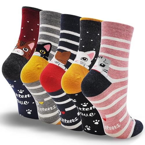 LOFIR Kinder Socken Mädchen Kindersocken: Motiv Strümpfe aus Baumwolle Kinder Witzige Tier Muster Socken Bunte Lustige Mädchensocken Größe 27-30 5 Paare von LOFIR