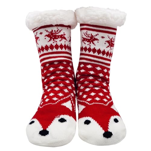 LOFIR Kuschelsocken mit ABS Sohle Damen Stoppersocken Anti-Rutsch Haussocken Mädchen Thermosocken Warme Winter Strümpfe Frauen Flauschig Socken, Größe35-41,1 Paar von LOFIR