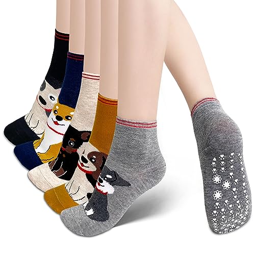 LOFIR Rutschfeste Socken Damen: Lustige Bunte ABS Stoppersocken Damen Antirutschsocken aus Baumwolle Tier Muster Niedlich Katze Socken Neuheit Socken Geschenk für Mädchen Damen, Größe 35-41, 5 Paare LOFIR Rutschfeste Socken Damen: Lustige Bunte ABS Stoppersocken Damen Antirutschsocken aus Baumwolle Tier Muster Niedlich Katze Socken Neuheit Socken Geschenk für Mädchen Damen, Größe 35-41, 5 Paare von LOFIR