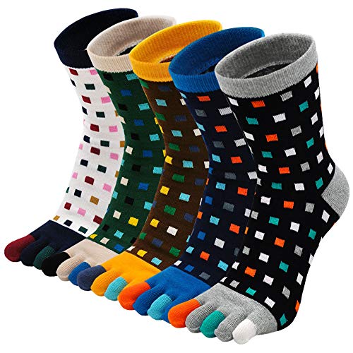 LOFIR Zehensocken Herren 5 Finger Socken aus Baumwolle Sport Schule Laufen Socken Männer Sneaker Socken mit Zehen, Größe 39-44, 5 Paare von LOFIR