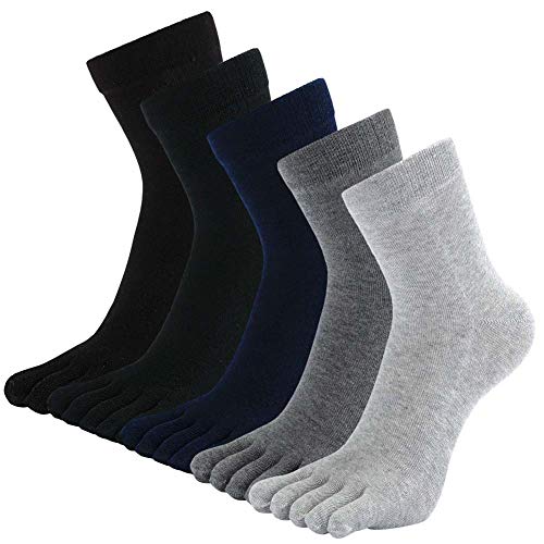 LOFIR Zehensocken Herren 5 Finger Socken aus Baumwolle Sport Schule Laufen Socken Männer Vater Sneaker Socken mit Zehen, Größe 44-47, 5 Paare von LOFIR