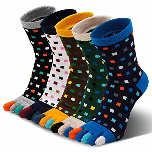 LOFIR Zehensocken Herren Fünf Finger Socken aus Baumwolle, Männer Bunte Laufen Socken mit Zehen Einzeln, Atmungsaktive und Arbeit Sports Socken EU 44-47, 5 Paare. von LOFIR