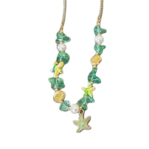 LOFOTU Muschel-Halskette, Perlen-Halskette, Anhänger, Modeschmuck, eleganter Strandschmuck, für Arbeitskleidung und Freizeit-Outfits, Muschelkettenschmuck von LOFOTU