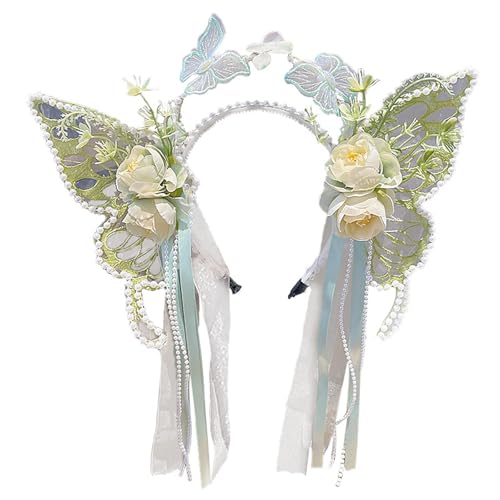 Mädchen-Haarband mit Blume, Schmetterling, glitzernde Perlen, für Abendessen, stilvolle Outfits Mädchen-Haarband mit Blume, Schmetterling, glitzernde Perlen, für Abendessen, stilvolle Outfits von LOFOTU