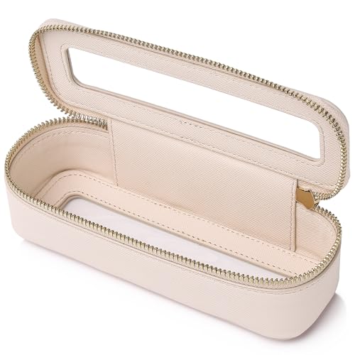 LOFOWN Make-up-Pinsel-Etui, schmal, transparent, Reise-Kosmetiktasche und wasserdichte Kulturbeutel, Make-up-Tasche mit Reißverschluss, Geldbörse, Organizer für Damen (Beige, schlank), Beige, Slim, von LOFOWN