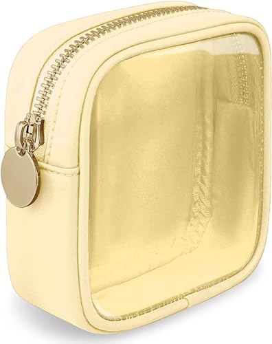 LOFOWN Transparente Make-up-Tasche für Damen, Mini-Kosmetiktasche, mit Reißverschluss, niedliche Taschen, Make-up, Reisen, Kulturbeutel, Organizer-Tasche, Gelb 1, MIni, Transparente von LOFOWN