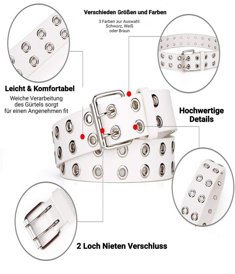 LOFTY Ledergürtel Damengürtel, Nietengürtel, Herren Gürtel Hochwertige Verarbeitung von LOFTY