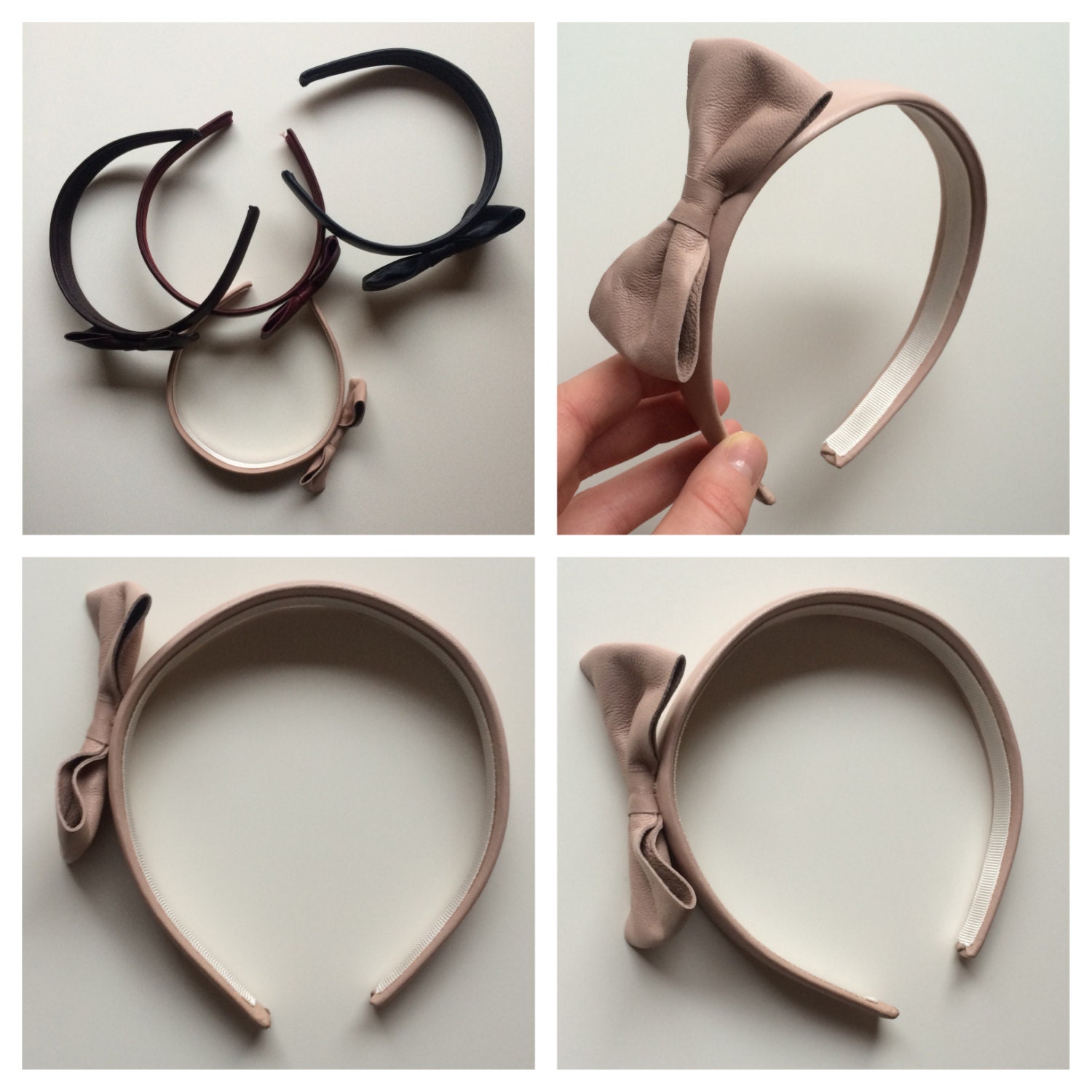 Beige Lederschleife Stirnband Elegantes Damen Accessoire Beige Lederschleife Stirnband Elegantes Damen Accessoire von LOFbags