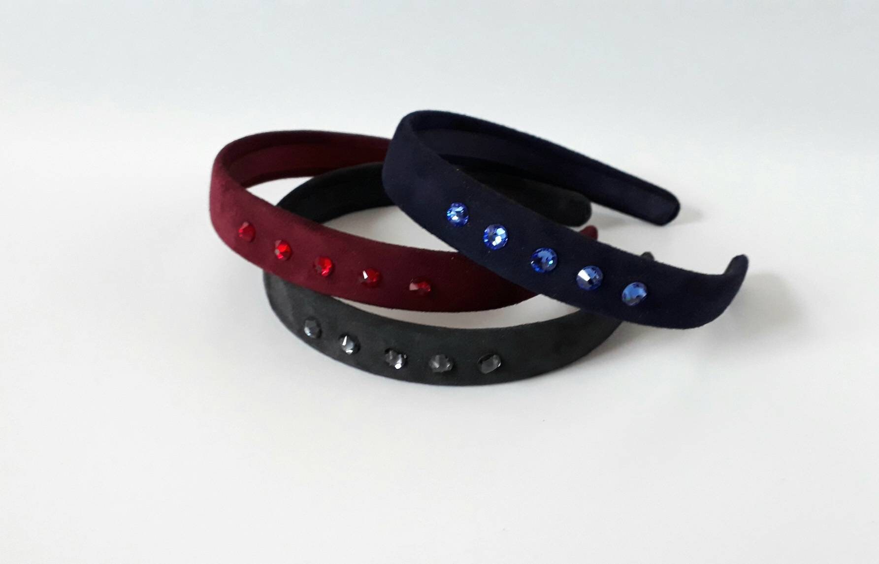 Dunkelblaues Lederstirnband Swarovski Kristall Stirnband Für Erwachsene Dunkelblaues Lederstirnband Swarovski Kristall Stirnband Für Erwachsene von LOFbags
