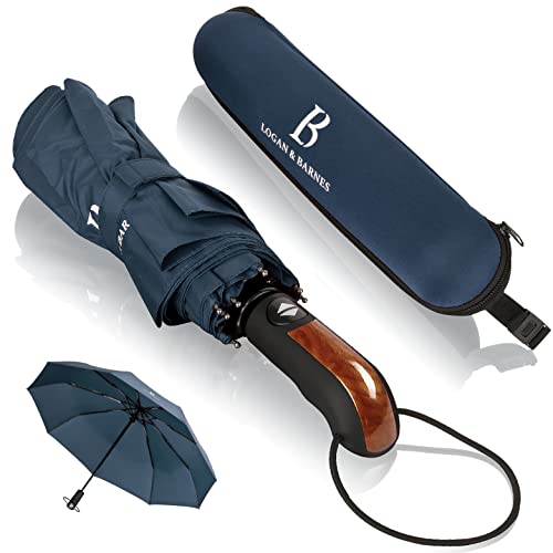 LOGAN & BARNES Regenschirm sturmfest bis 140 km/h - Taschenschirm mit zertifizierter Teflon-Beschichtung gegen Feuchtigkeitsschäden Modell Glasgow von LOGAN & BARNES