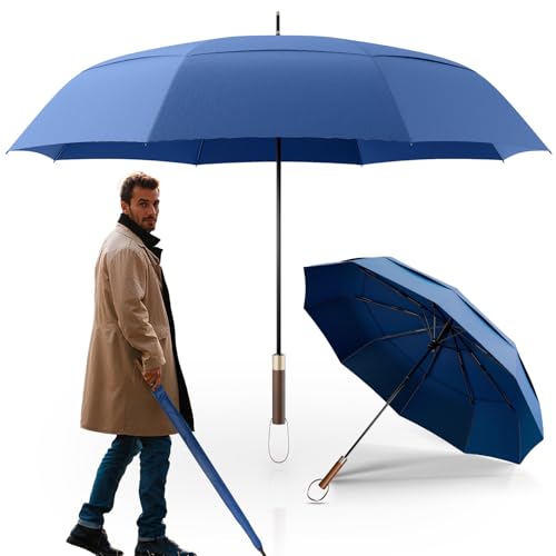 LOGAN & BARNES Stockschirm sturmfest [Ø120 cm] mit hochwertigem Echtholzgriff - XXL Regenschirm für 2 Personen - Regenschirm Groß - Modell CHICAGO von LOGAN & BARNES