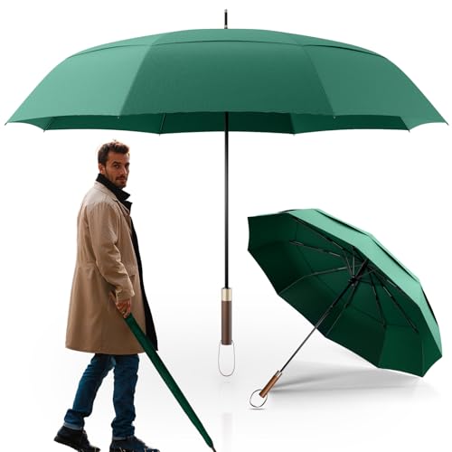 LOGAN & BARNES Stockschirm sturmfest [Ø120 cm] mit hochwertigem Echtholzgriff - XXL Regenschirm für 2 Personen - Regenschirm Groß - Modell CHICAGO von LOGAN & BARNES