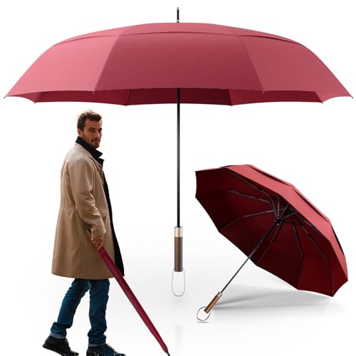 LOGAN & BARNES Stockschirm sturmfest [Ø120 cm] mit hochwertigem Echtholzgriff - XXL Regenschirm für 2 Personen - Regenschirm Groß - Modell CHICAGO von LOGAN & BARNES