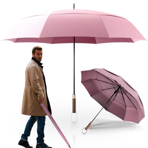 LOGAN & BARNES Stockschirm sturmfest [Ø120 cm] mit hochwertigem Echtholzgriff - XXL Regenschirm für 2 Personen - Regenschirm Groß - Modell CHICAGO von LOGAN & BARNES