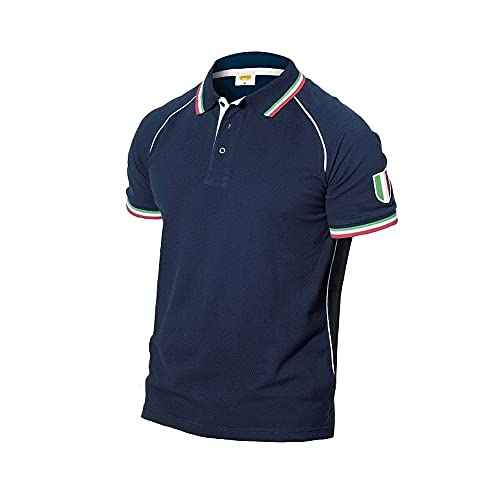 LOGICA Arbeits-Poloshirt, blau, 100 % Baumwolle, 200 g, Linie Sport, Kragen und kurze Ärmel, dreifarbig, Italien EURO2012, blau, Large von LOGICA