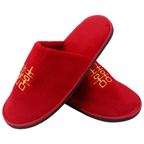 LOGOFUN Chinesische Hochzeits-Hausschuhe, Plüsch, Hausschuhe, Hausschuhe, bedruckt mit traditionellen chinesischen glücklichen Schriftzeichen, für Ehefrau, Ehemann, Indoor-Schuhe, Rot LOGOFUN Chinesische Hochzeits-Hausschuhe, Plüsch, Hausschuhe, Hausschuhe, bedruckt mit traditionellen chinesischen glücklichen Schriftzeichen, für Ehefrau, Ehemann, Indoor-Schuhe, Rot von LOGOFUN