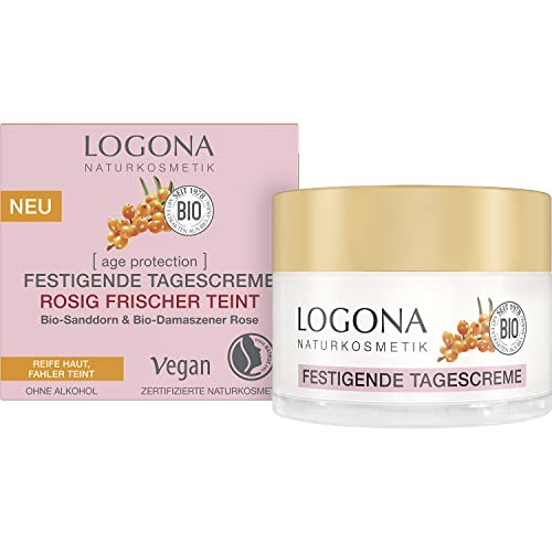 LOGONA Naturkosmetik Anti-Aging Gesichtscreme für reife und fahle Haut, Rose Tagescreme mit Bio-Sanddorn und Bio-Damaszener Rosenwasser, age protection, 50 ml von LOGONA Naturkosmetik